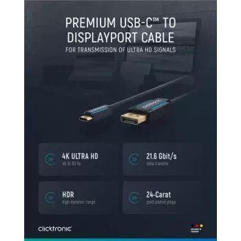 USB-C - DP -kaapeli. M/M. Sininen. 1,0 m – kaapeli – digitaali/data (44931)