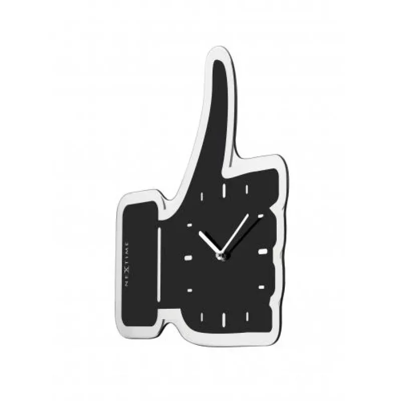NeXtime seinäkello 3072zw Thumbs up, 40,5x41 cm, seinäkello, musta/hopea