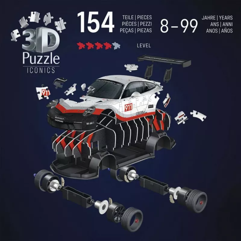 3D-palapeli Ravensburger Iconics Porsche 911 GT3 Cup – rakennussarja