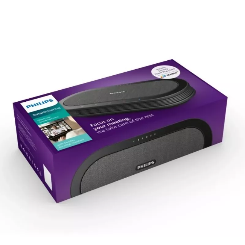Philips PSE0501 Smart Meeting langaton kokousmikrofoni Sembly-kokousavustajalla, USB-C, musta/harmaa