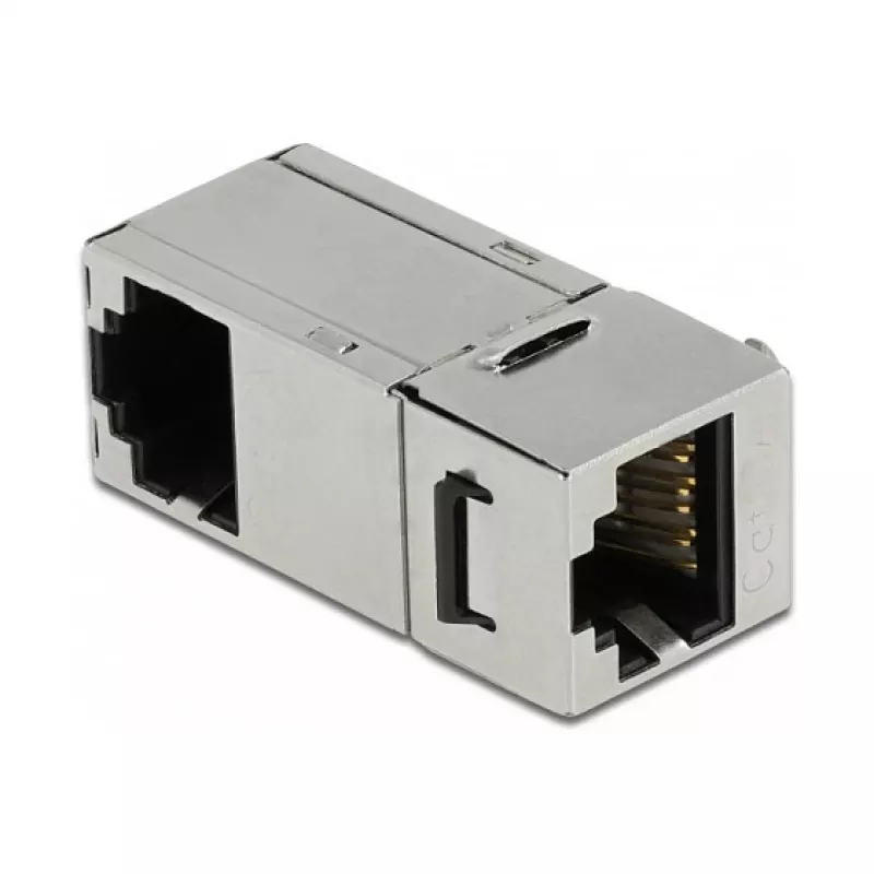 DeLOCK Keystone-moduuli RJ45-pistorasia–RJ45-pistorasia Cat.6A 90° kulma