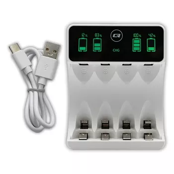 QOLTEC akkulaturi 50848 NiMH AAA (R03)- ja AA (R6) -kennoille LCD-näytöllä