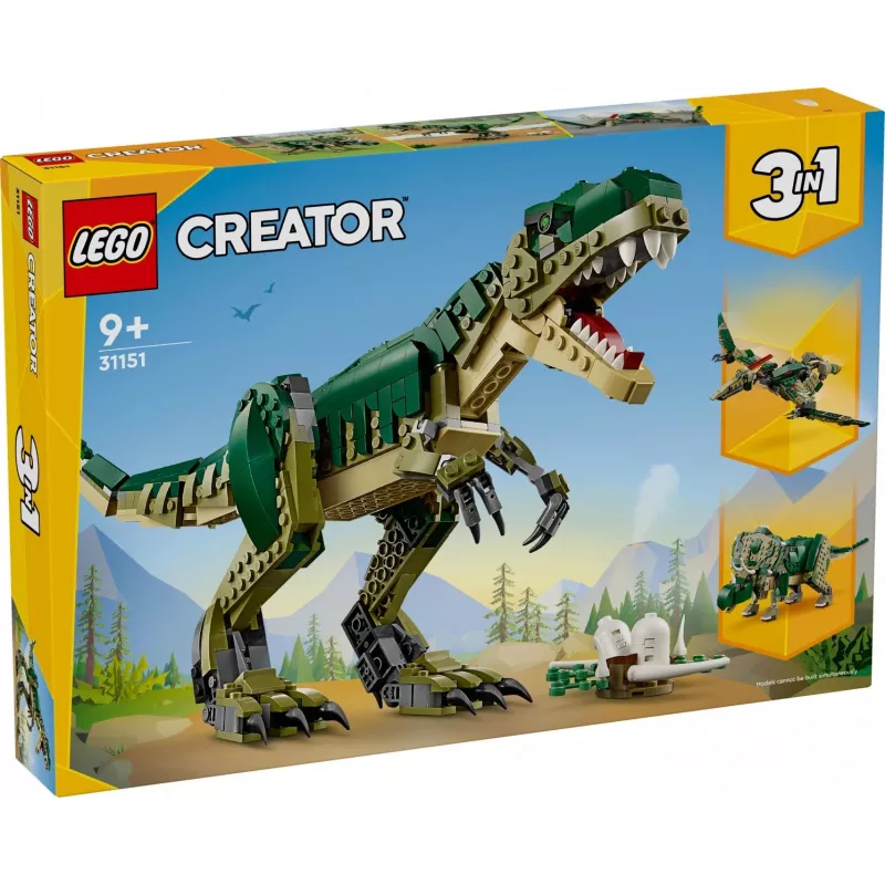 Rakennuslelu LEGO Creator 3-in-1 T.Rex rakennussarja, 626 osaa, 150 mm korkeus, ikä 9+