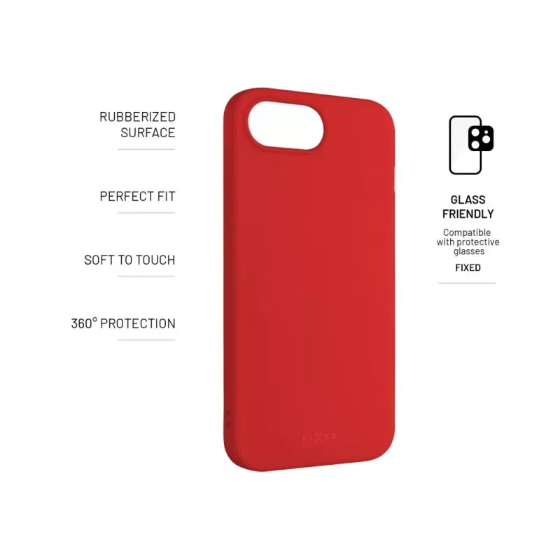 FIXED kännykän takakansi Apple iPhone 16e -puhelimeen, kumi, punainen, ohut suojakotelo