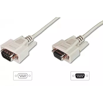 Digitus ASSMANN - sarjaportin jatkokaapeli - DB-9 (uros) - DB-9 (naaras) - 3 m - muotoiltu, siipiruuvit - beige (AK-610203-030-E)