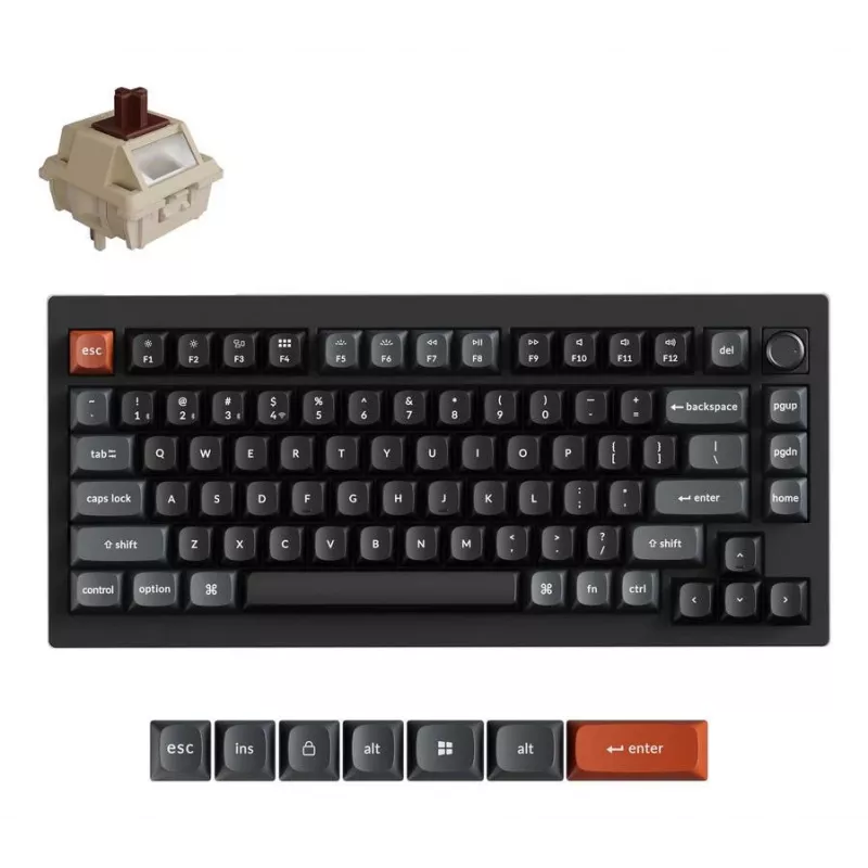 Mekaaninen näppäimistö Keychron V1 Ultra 8K — 75 % QWERTY, Bluetooth, johdollinen, RGB, musta
