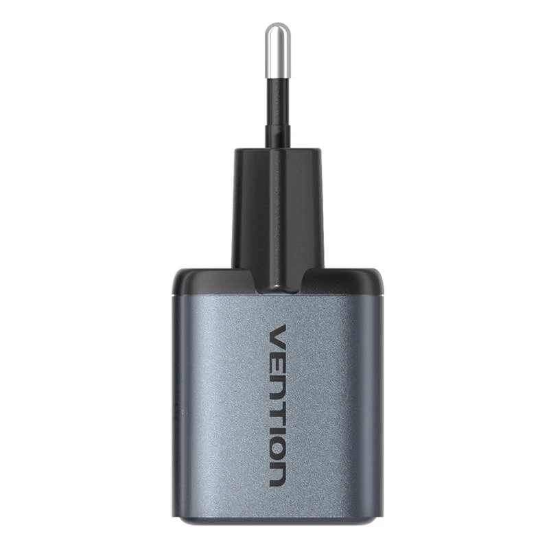 Vention FEWH0-EU 30W GaN-laturi — 1× USB-C, 1× USB-A, 30 W, musta
