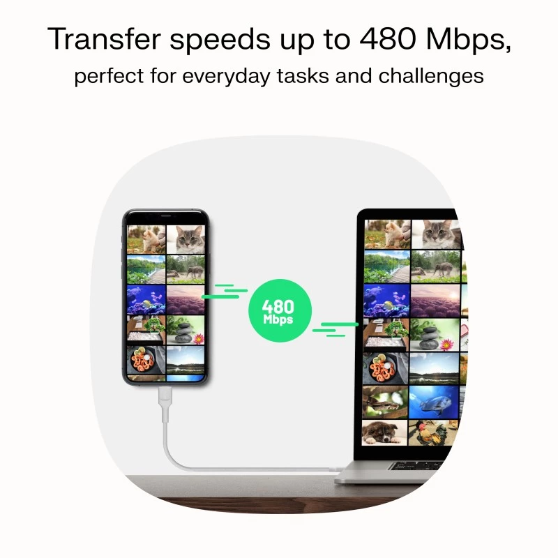 Kaapeli USB-C-USB-C PowerStream 100W punottu 1,2m valkoinen