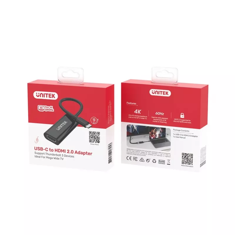 UNITEK V1421A USB-näytönohjainsovitin musta