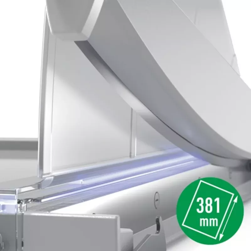 Leitz Precision -toimistopaperileikkuri A4+, 15 arkkia, manuaalinen kiinnitys, ruostumaton teräs, A4 Maxi, 80 g/m², lasi