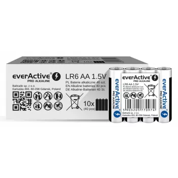 Alkaliparistot everActive LR6 AA 4 kpl:n pakkaus — 1,5 V, 3000 mAh, 50,5 × 14,5 mm