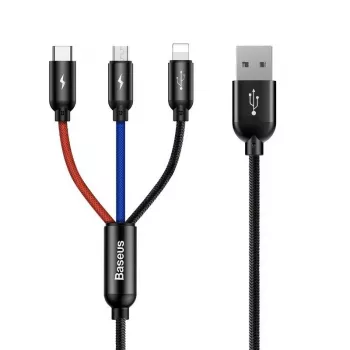 BASEUS Colorfone CAMLT-BSY01 USB-kaapeli 1,2 m USB A 3 x USB C musta, punainen, sininen