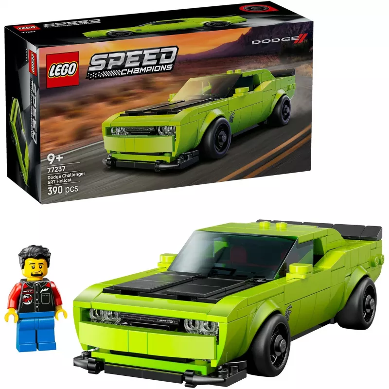 Rakennusleluauto LEGO Speed Champions Dodge Challenger SRT Hellcat 77237 — 390 osaa, 1 minifiguuri, ikäsuositus 9+