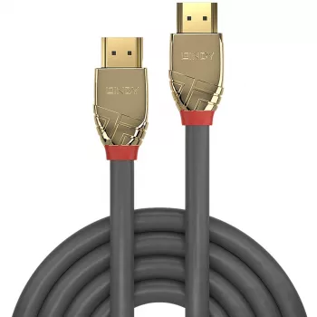 Lindy 37866 10 m standardi HDMI-kaapeli Ethernetillä, Gold Line, HDMI uros – uros, 4K, harmaa