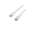 Kaapeli punottu USB-C - USB-C 1 m valkoinen