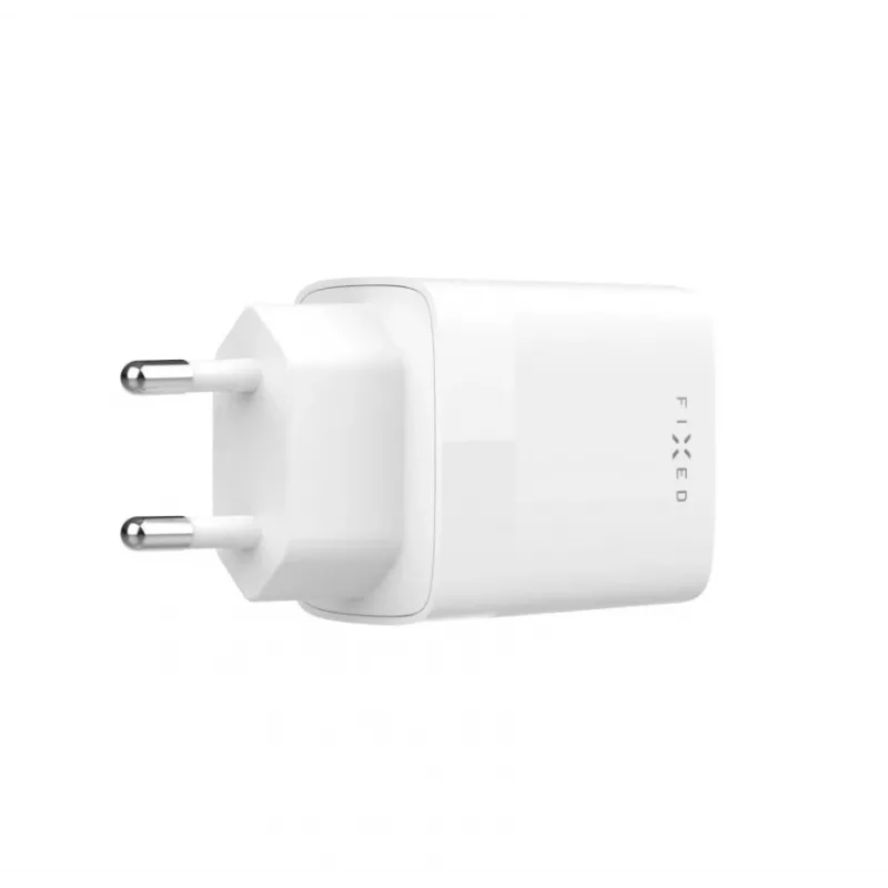 USB-C-matkalaturi FIXED FIXC30N-C-WH — kompakti 30W USB-C-verkkolaite, yhden portin pikalataus