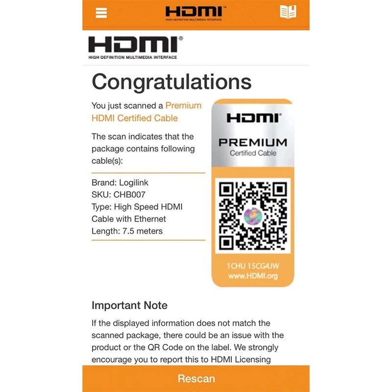 HDMI-kaapeli LogiLink CHB007 7,5 m
