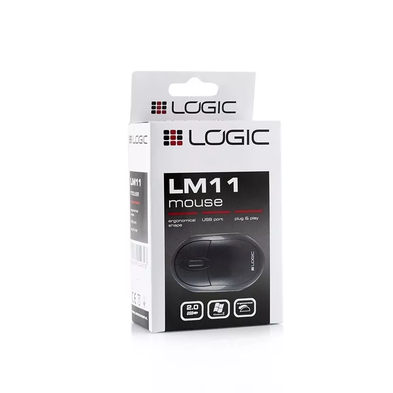 Logic LM-11 - hiiri - optinen - johdollinen - USB - musta