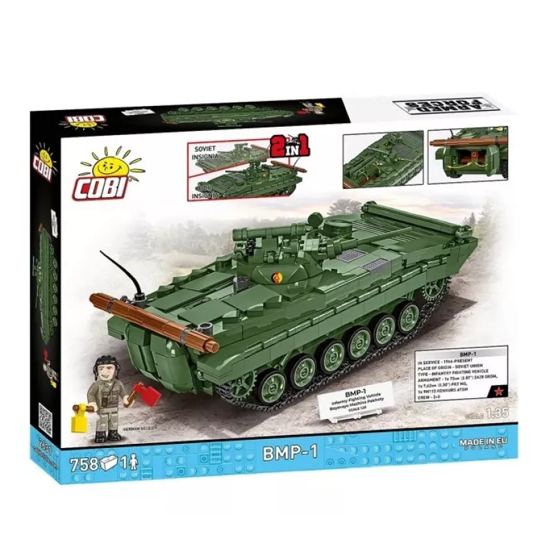 Rakennussarja Cobi Blocks BMP-1 758 osaa – mittakaavamalli rakennuspalikoilla