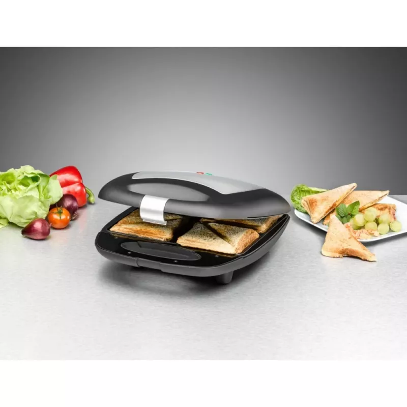 Voileipägrilli Rommelsbacher ST 1410 — 4 voileipää, 1400 W, tarttumaton pinnoite, musta/hopea