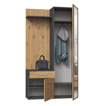 Eteiskaappi Top e shop GARD DUO ANT/ART KPL — 2 kierto-ovea, lastulevy, 1000×350×1800 mm