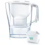 Vesifiltterikannu BRITA Aluna läpinäkyvä valkoinen — 2,4 l kokonais / 1,4 l suodatettu, MAXTRA, konepesunkestävä