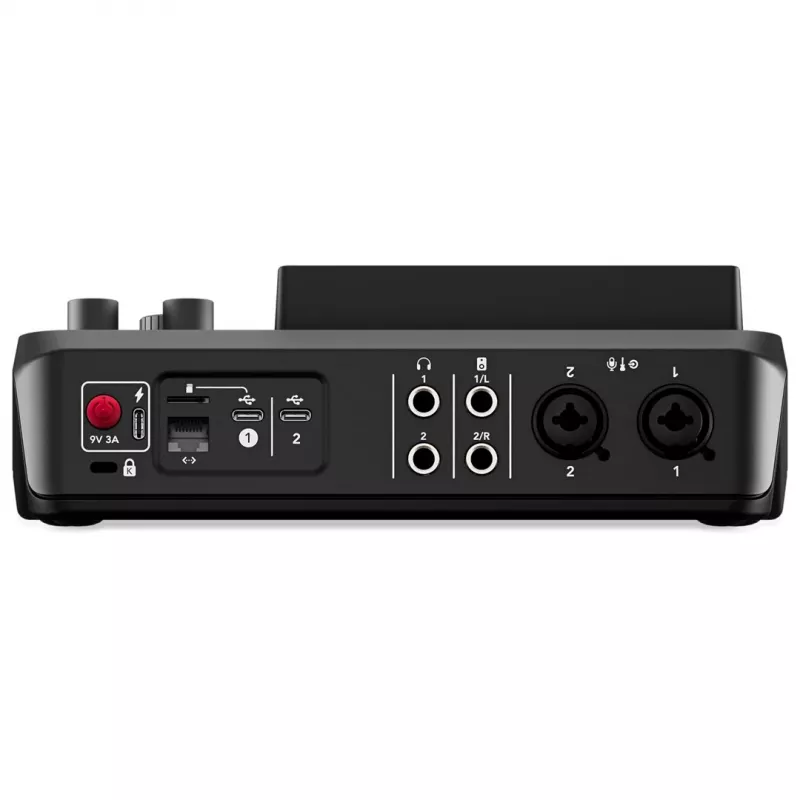 Studiokontrolleri RØDE Caster Duo musta — 2 Combo XLR/TRS, 2 TRS Line-lähdöt, 48 kHz, 24-Bit, kosketusnäyttö, Wi-Fi, Bluetooth