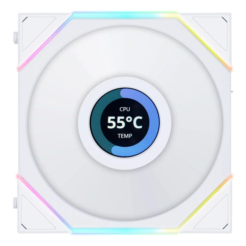 Lian Li UNI FAN TL LCD -kotelotuulettimet 120 mm, 3 kpl ja ohjain, valkoiset