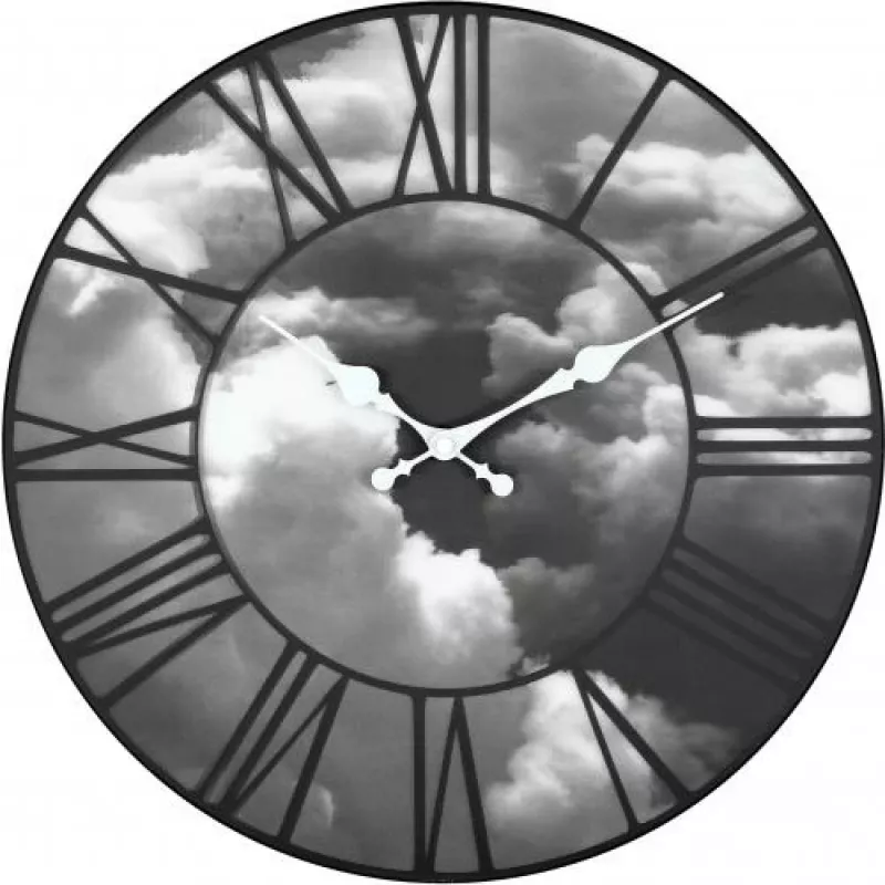 NeXtime kello 3037 Clouds, Ø39 cm, seinäkello, musta