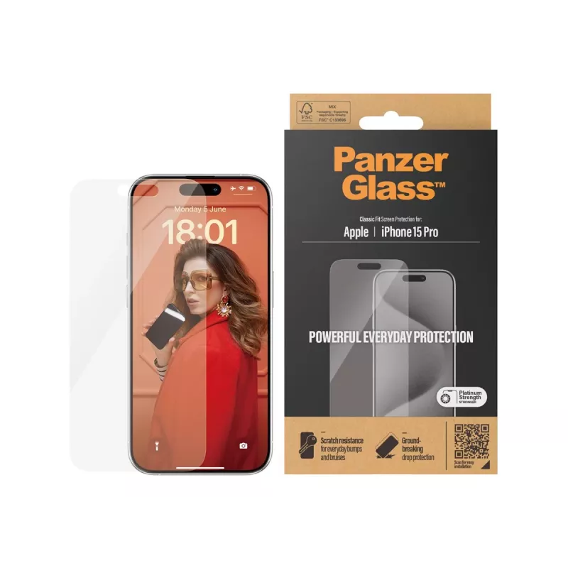 PanzerGlass® näytönsuojakalvo iPhone 15 Pro | Classic Fit