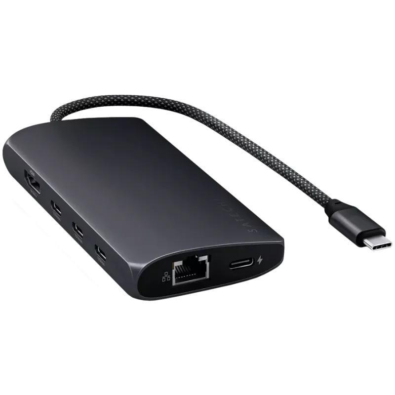 Satechi USB-C-moniporttisovitin ST-P8KED — 6 liitäntää, tukee 8K-resoluutiota