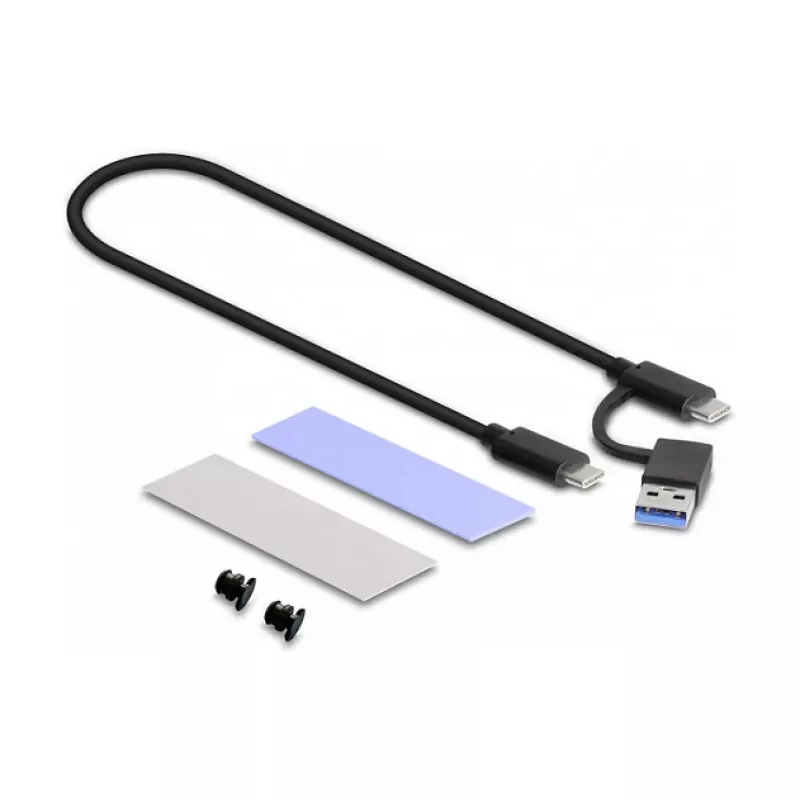 SSD-kotelo DeLOCK ulkoinen USB Type-C -combo-kotelo M.2 NVMe PCIe- tai SATA-SSD-asemalle työkaluitta