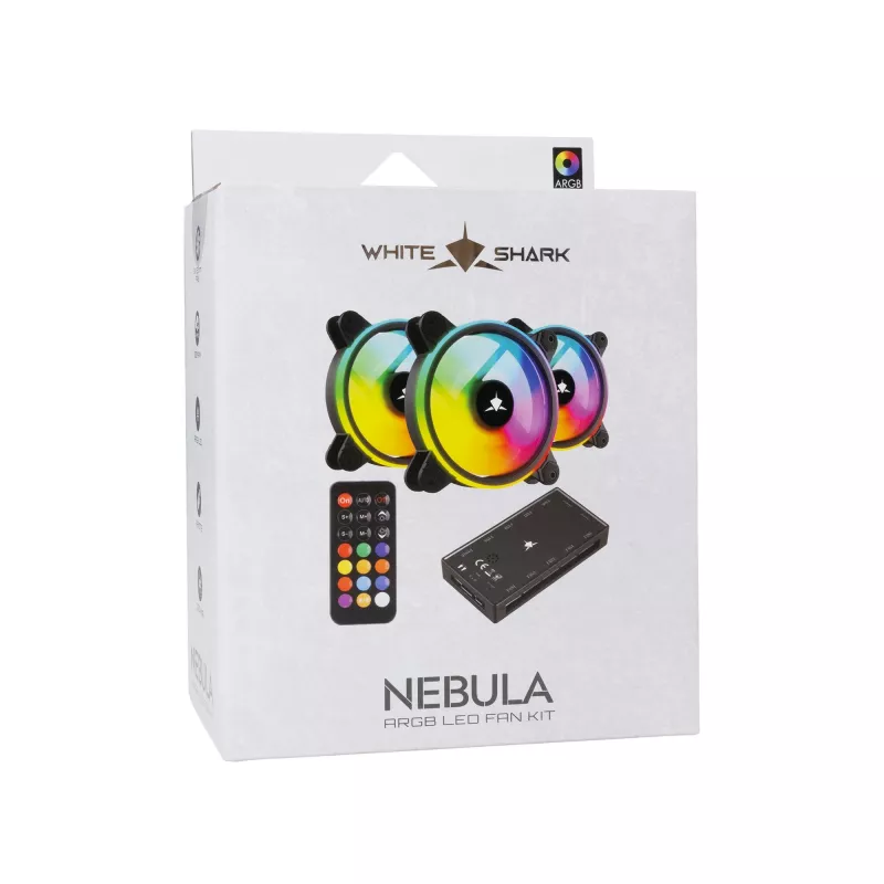 Kotelotuulettimen sarja White Shark Nebula-2 musta – ARGB 120 mm:n tuuletin (sarja)