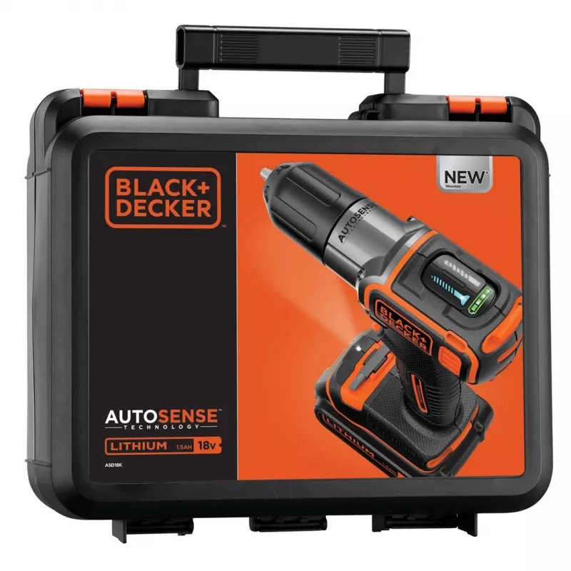 Porakone Black & Decker ASD18K-QW, avaimeton, 1,5 Ah, musta/oranssi
