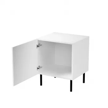 Yöpöytä Cama Meble JUNGLE 53,5×40,5×44 cm valkoinen matta, MDF ja lastulevy, mustat jalat, 2 kpl:n sarja