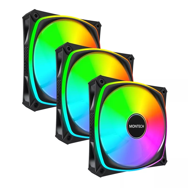 MONTECH RX120 PRO musta 120mm ARGB 3 kpl:n pakkaus