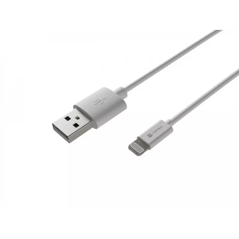 Natec Prati Lightning-kaapeli (uros)->USB-A (uros) 2 m MFi valkoinen NKA-2149