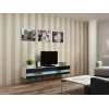 TV-taso Cama Meble VIGO NEW 30/180/40, valkoinen kansilevy, musta korkeakiiltoinen runko, 1800×400×300 mm