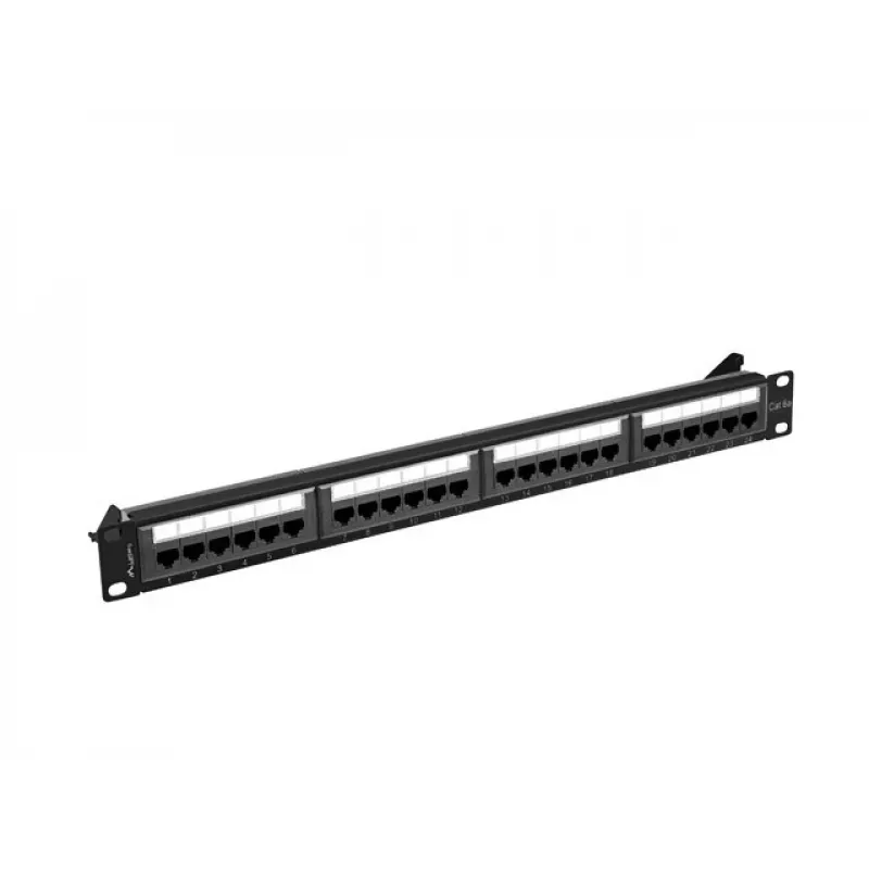 Patch-paneeli 1U LANBERG PPUA-1024-B, 24 porttia, Cat6a, U/UTP, 1U rack, syvyys 102 mm, metalli, musta