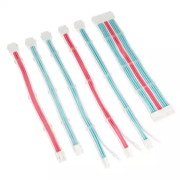 PC-virtalähteen punottu kaapelinjatkosarja Kolink Core Adept – 6-osainen sarja, PET-päällyste, kuparijohtimet, 20+4-pin/8-pin/4+4-pin/3×6+2-pin, 0,30–0,35 m