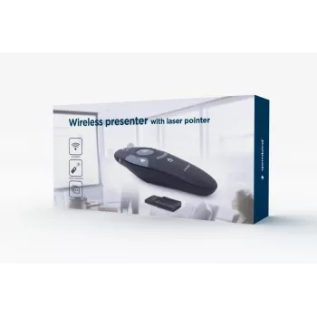 GEMBIRD langaton IR-esityskaukosäädin WP-L-11, 4 painiketta, 2,4 GHz RF USB-vastaanotin, musta, AAA-paristo