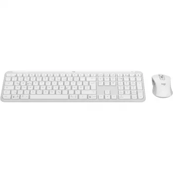 Logitech MK950 Signature Slim -näppäimistö ja hiiri sisältää Office RF Wireless + Bluetooth QWERTZ saksa grafiitti valkoinen