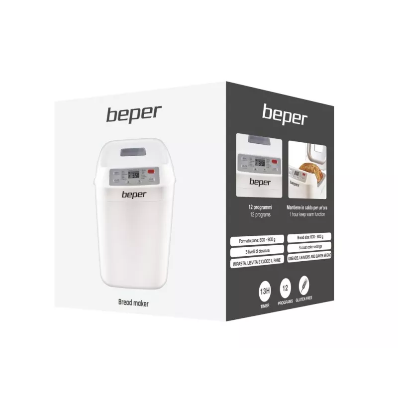 Leipäkone Beper BC.130 – 550 W, 12 ohjelmaa, 600–900 g leivät