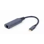 Verkkosovitin Gembird A-USB3C-LAN-01 Type-C USB 3.2 Gen 1, Gigabit RJ-45, 0,15 m kaapeli, metallikotelo, harmaa/musta