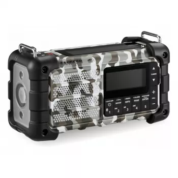Kannettava hätäradio Sangean MMR-99 DAB+ käsikammella ja aurinkolatauksella, Artic Camo