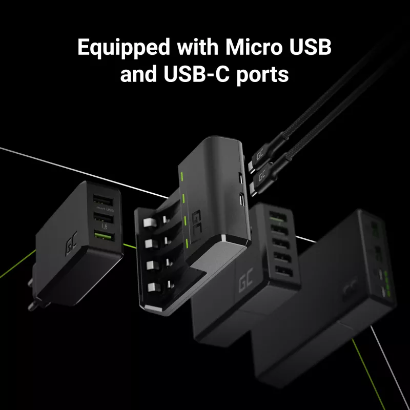 Akkulaturi Green Cell GC VitalCharger USB, 4 paikkaa, AA/AAA, USB-käyttöinen, musta