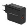 Qoltec 51716 seinälaturi 63 W, USB-C PD + USB QC 3.0, 5-20 V 1,5-3 A, musta