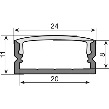 U-profiili LED-nauhoille EUROLITE 51210970, 20 mm, musta, 2 m