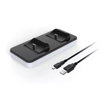 Lataustelakka SUBSONIC SA5608 PlayStation 5 -ohjaimelle kahdella pikalatauspaikalla ja LED-merkkivaloilla