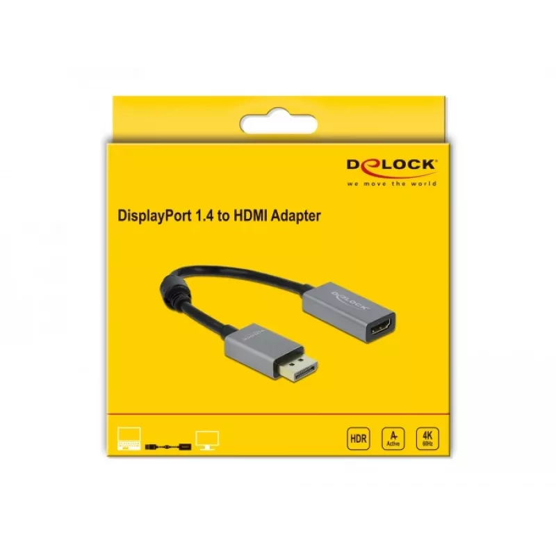 Aktiivinen DisplayPort 1.4 - HDMI sovitin DeLOCK 66436